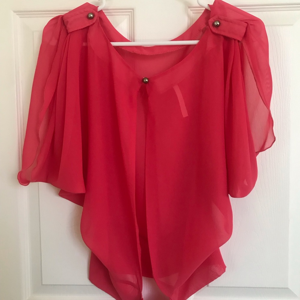 Sheer, Flowy Open-Back Blouse